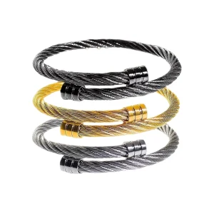 Open Stretch Waiya Wire Charm Bracelet Certified Classic Fashion Style Stainless Steel Men