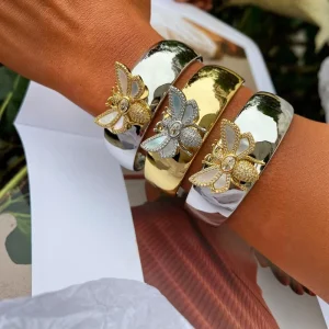 Openable Gold-Plated Butterfly Bracelet Copper Jewelry for Women Gift