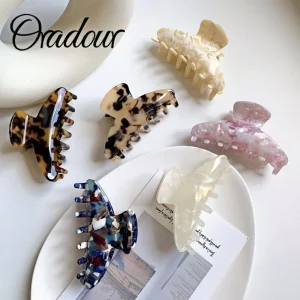 Oradour Elegant Sea Shell Design 8.5cm Hair Claw Clips High End Small Acetate Hair Accessories for Women