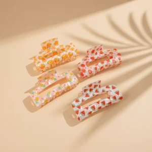 Orange Strawberry Acrylic Women Hair Clips Party Accessories Custom Any Prints 9 cm High Quality Nice Serves Fruits Hair Claw