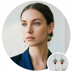 Oriental Style Long Earrings with Alloy Filigree and Pearl Drops for Cultural Events