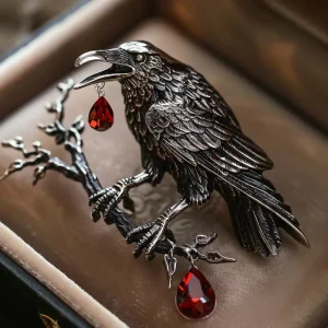 Original Design European American Niche Design Sense Vintage Raven Brooch Women Fashion Jewelry Hallowmas Party
