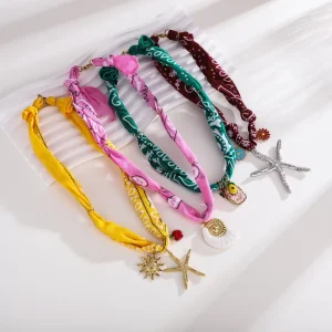 Original Design Fashion Ocean Style Stainless Steel Conch Starfish Pendant Necklace Bamboo Women’s Sporty Style
