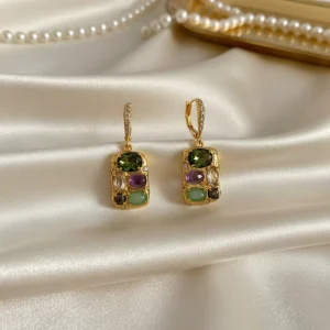 Original Luxury Fashion AB Logo Designer Fine Earrings Gold Semi-precious Gemstones Ear Buckle Drop Dangles Alexis Women Jewelry
