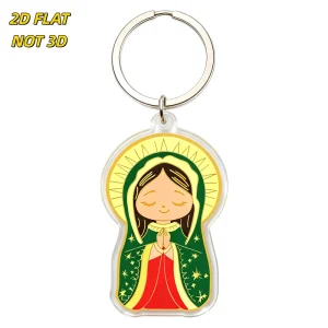 Our Lady of Guadalupe Acrylic Keychain Clear Double Sided Religious Icon Key Ring for Keys Bags Backpacks