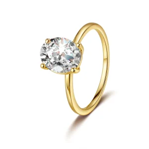 Oval Ring 18K Gold Plated Moissanite S925 Silver Women’s Four Claw