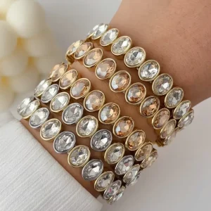 Oval Stone Elastic Bracelet
