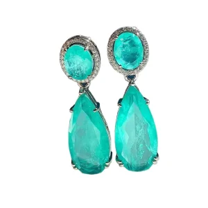 Oval shaped Crystal Earrings Brass Accessory