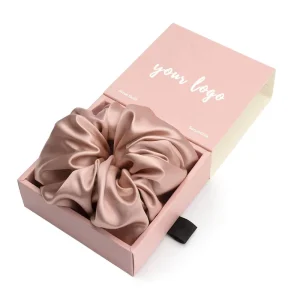 Oversized Custom Logo Stretch Satin Silk Hair Scrunchies Silk Hair Ties Bands Pure Mulberry Silk Scrunchie