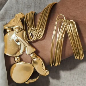 Oversized Geometric Bracelet Vintage Polished Irregular Cuff Bangle Jewelry for Travel Memorial Gifts