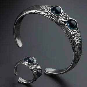 Owl Ring Jewelry Sets Stainless Steel Bangle for Women Men Statement Style Jewelry Accessories for Man