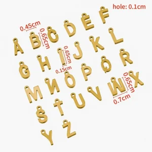 P411T Stainless Steel Capital Letter Charms Bulk Jewelry 18K PVD Gold Plated Brushed Finish Hypo Allergenic Diy Custom Pendant