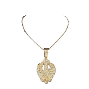 PD3006 Logo Sign Mens Hip Hop Jewelry Big Size Pendant Necklace With Rope Chain Gold Silver Plated Bling Gift