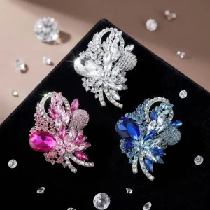 PFT Classic Retro Atmospheric Baroque Style Large Fashion Alloy Brooch Luxury Chest Flower Spot Party Wedding Gold Plated