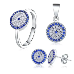 POLIVA Women Fashion Design Evil Eyes Jewelry Set Unique Religious Silver Pendant Earring Sets
