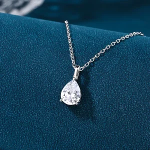 PT950 Pear Shaped Pendant Necklace Women Elegant Dainty Link Chain Jewelry Gift