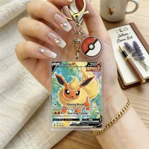 PTCG Pocket Elf Anime English Rectangular Card 3D Acrylic UV Printing Cartoon Keychain 500 Designs Classic Popular