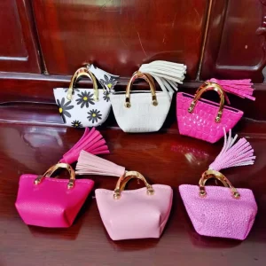 PU Fashion Handbag Key Chain Leather Key Ring Luxury Tassel Keychain Doll House Accessories