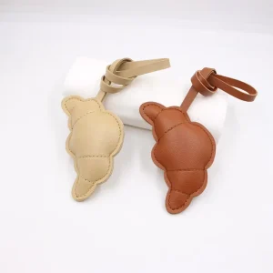 PU Leather Bag Decoration Double sided Stitching Croissant Miu Series Leather Pendant Toast Bread Pendant Gift