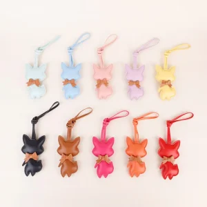 PU Leather Creative Fox Pendant With Strap Bag Accessory Handbag Hanging Tag Fashion Luxury Gift Keychain Bag Charms