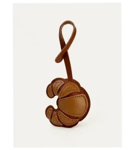 PU Leather Croissant Bag Charm Keychain Cute Bread Pendant for Women Handbag Custom Logo OEM