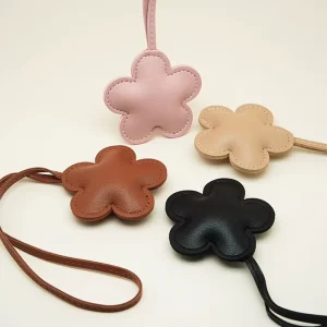 PU Leather Cute Puffy Flower Bag Charms Handbag Pendant Charm Hanging Car Decoration Leather Charm Keychain Gifts