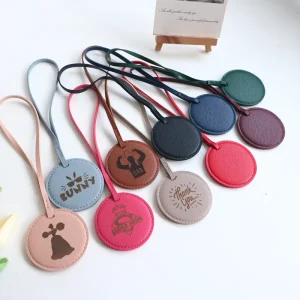 PU Leather Fashion Round Circle Shape Bag Charms Handbag Pendant Charm Hanging Car Decoration Leather Charm Keychain Gifts