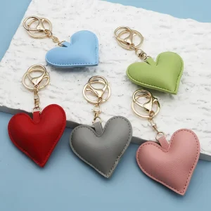 PU Leather Heart Keychain Cute Bag Charm for Women Gifts