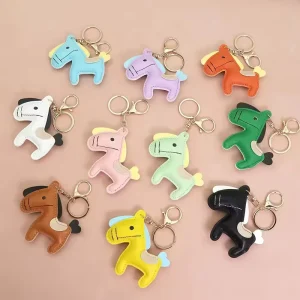 PU Leather Horse Keychain Cute Pony Pendant Lightweight Handbag Charm Women Bag Accessories Gift