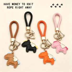 PU Leather Horse Keychain Lucky Money Bag Pendant Fashion Bag Accessory Car Key Ring