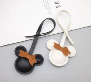 PU Leather Mickey Head Bag Charm Cute Cartoon Doll Pendant Keychain Ornament Fashion Bag Purse Accessories for Women