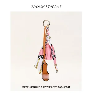 PU Leather Mini Sandals Keychain Scarf Environmentally Friendly Heart shaped Pendant Suitable for Women Luxury Bags