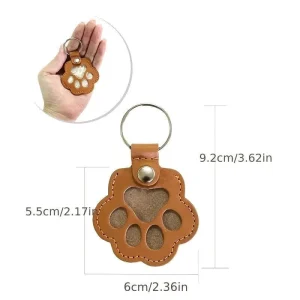 PU Leather Paw Shape Durable Keychain with Custom Logo Pet Lovers Cute Pet Hair Amulet Case Bag Charm Creative Memorial Gift