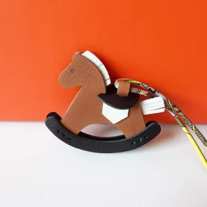 PU Leather Rocking Horse Keychain Accessories Handmade Small Horse Women’s Fashionable Durable Bag Pendant