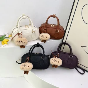 PU Leather Small Cylinder Shoulder Bag with Top Handle