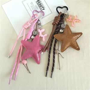 PU Leather Star Bag Charm Pendant for Handbags Purse Travel Party Decoration Gift for Girls Women