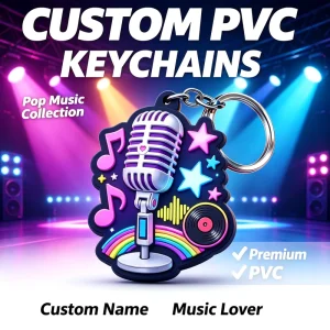 PVC Keychain Charms Custom Soft Rubber Pendant Cute Cartoon 3D Animal Keyring Accessory Music Keychain