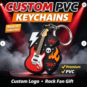 PVC Keychain Custom 3D Soft Rubber Die Cut Logo Shape Personalized Keyring Factory Rock Fan Gift Keychain