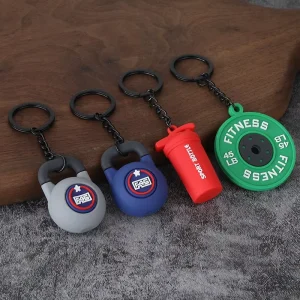 PVC Mini Fitness Equipment Key Chain Soft Pvc Keychain Mini Barbell Dumbbell Pendant Kettlebell Gym Keychains