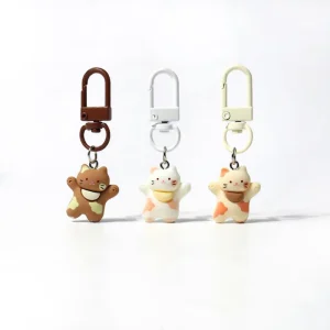 PVC Scarf Cute Happy Kitten Cartoon Keychain Backpack Pendant Mini Hanging Accessories Daily Simple All Match