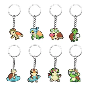 PVC Soft Rubber Key Ring Fashionable Keychain Charms Turtle Animal Series Character Keychain for Creative and Exquisite