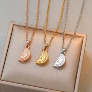 Palestine Gold Sweet Personalized Watermelon Slice Necklace Summer Style Fruit Pendant Stainless Steel Unisex Gift
