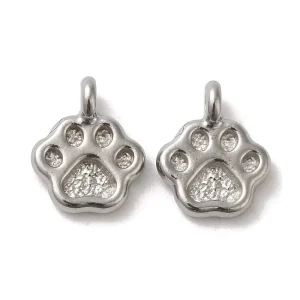 Pandahall 20pcs Fashion Classic Style 304 Stainless Steel Paw Print Designer Charms For DIY Children’s Jewelry