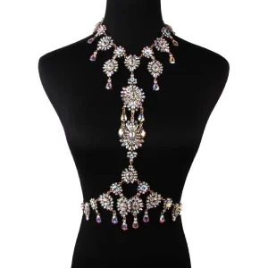 Party Dress Fashion Bikini Cosplay Stage Bling Big Collar Choker Chunky Statement Bijoux Sexy Multi Color Body Chain Jewelry