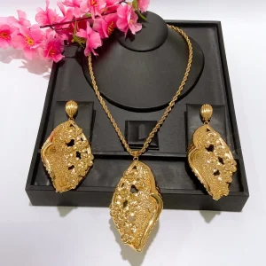 Party Gift Factory Popular Unique Copper Alloy Gold Plated Fashion Wedding Birthday Daily Anniversary Engagement Jewelry Set
