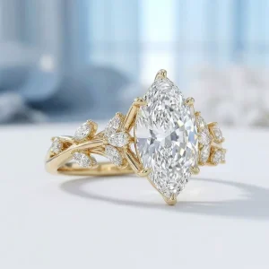 Pass Diamond Tester Marquise Cut VVS Moissanite Ring 925 Silver Fashion Wedding Jewelry for Women
