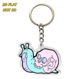 Pastel Snail Acrylic Keychain Gothic Slug with Pink Bone Shell Clear Double Sided Charm Alternative Cute Accessory