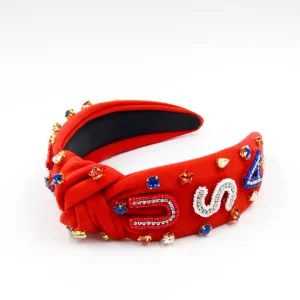 Patriotic USA Knotted Headbands Red White Blue Hair Hoops 4th of July Hair Accessories