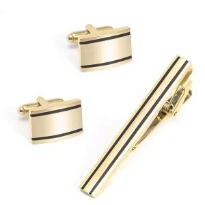 Pattern Enamel Cufflinks Tie Clip Set Stainless Steel Silk Screen Custom Logo Wedding Set Gift Set Craft Set