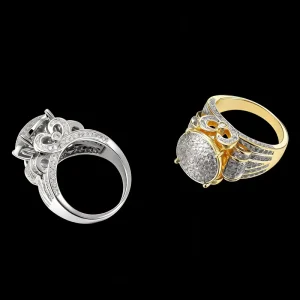 Paved Crystal CZ Statement Two Tone Costume Jewelry Ring for Fashion Accessories